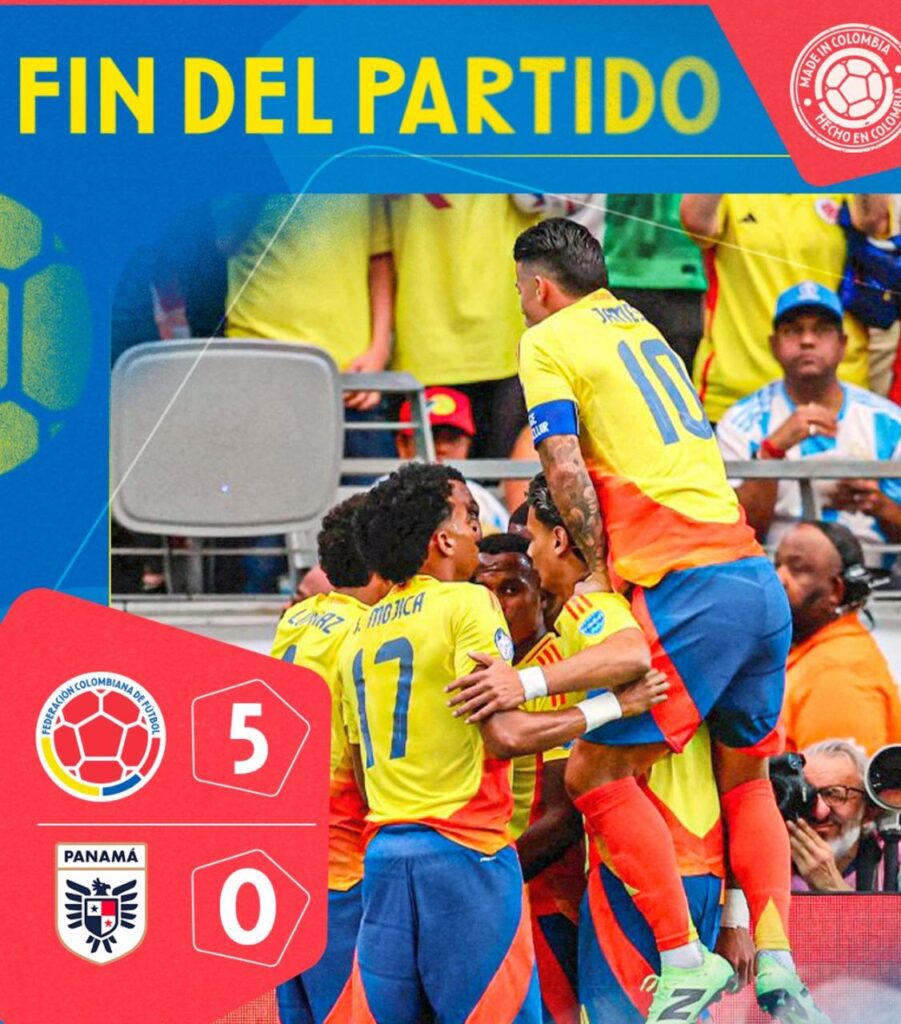 Colombia sigue invicta en la Copa América al vencer hoy 5 goles a 0 a Panamá